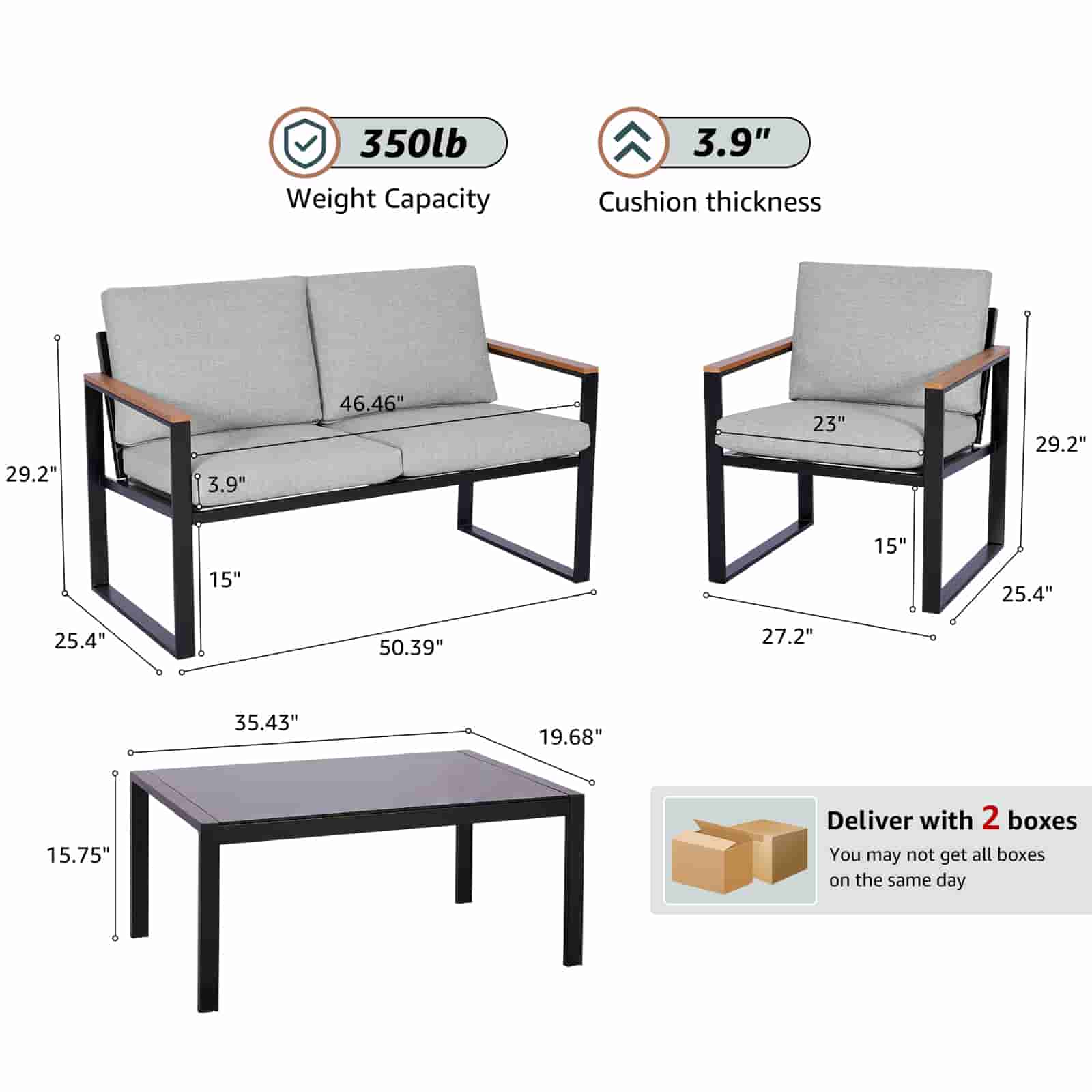 Natural Expressions 4 - Seater Mesh Back Conversation Set With Patio Coffee Table - Portal Outdoors