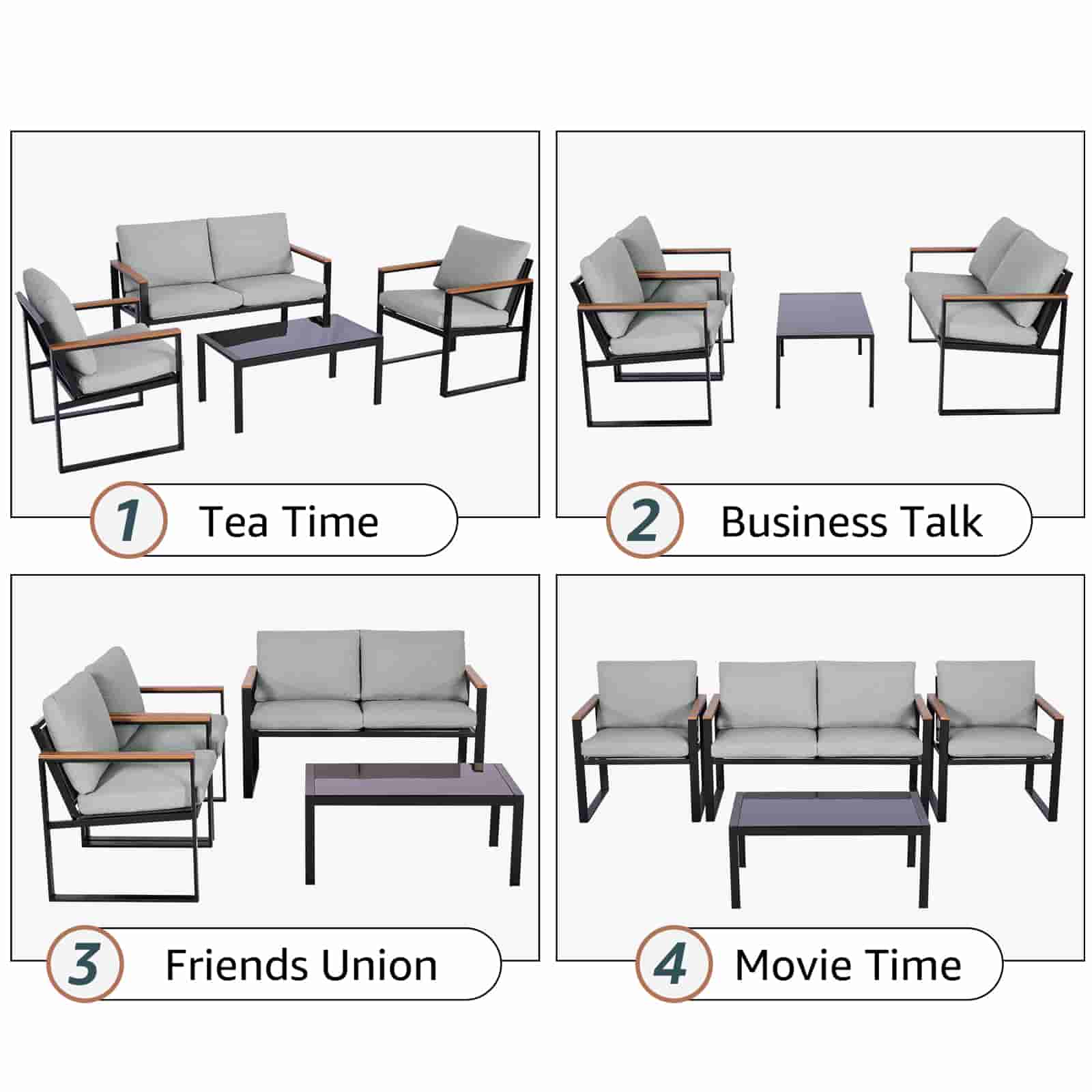 Natural Expressions 4 - Seater Mesh Back Conversation Set With Patio Coffee Table - Portal Outdoors