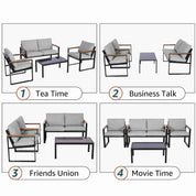 Natural Expressions 4 - Seater Mesh Back Conversation Set With Patio Coffee Table - Portal Outdoors