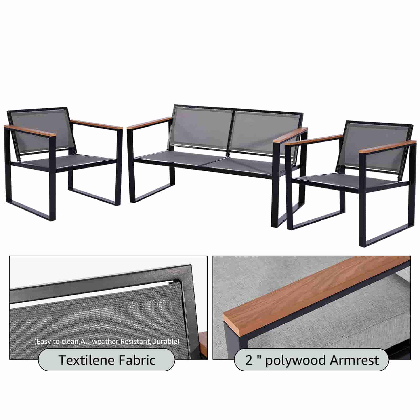 Natural Expressions 4 - Seater Mesh Back Conversation Set With Patio Coffee Table - Portal Outdoors