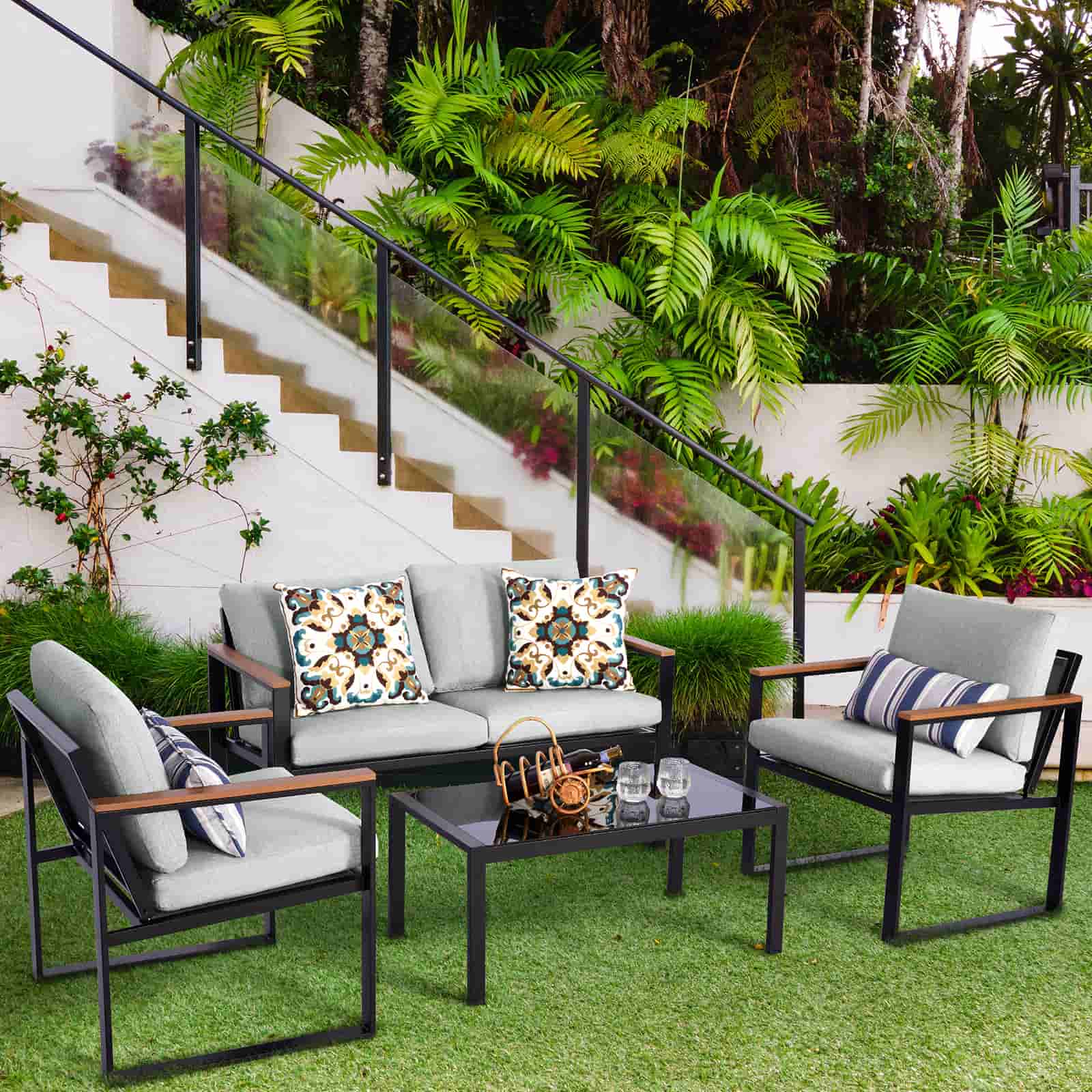 Natural Expressions 4 - Seater Mesh Back Conversation Set With Patio Coffee Table - Portal Outdoors