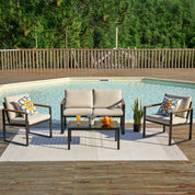 Natural Expressions 4 - Seater Mesh Back Conversation Set With Patio Coffee Table - Portal Outdoors