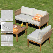 Natural Expressions 4 - Seater Wicker Sectional Outdoor sofa With Metal Table - Portal Outdoors