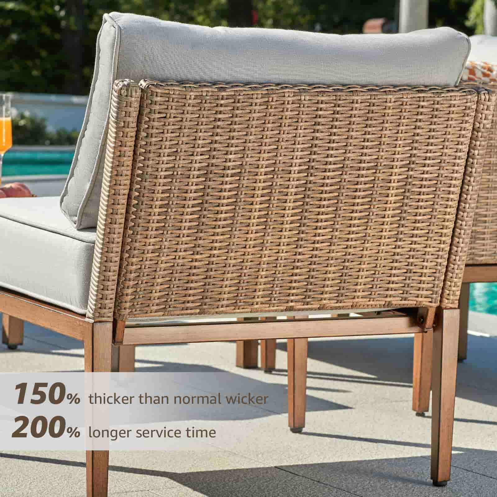 Natural Expressions 4 - Seater Wicker Sectional Outdoor sofa With Metal Table - Portal Outdoors
