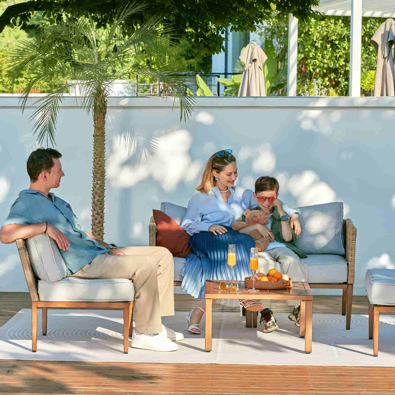 Natural Expressions 4 - Seater Wicker Sectional Outdoor sofa With Metal Table - Portal Outdoors