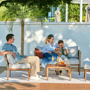 Natural Expressions 4 - Seater Wicker Sectional Outdoor sofa With Metal Table - Portal Outdoors