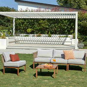 Natural Expressions 4 - Seater Wicker Sectional Outdoor sofa With Metal Table - Portal Outdoors