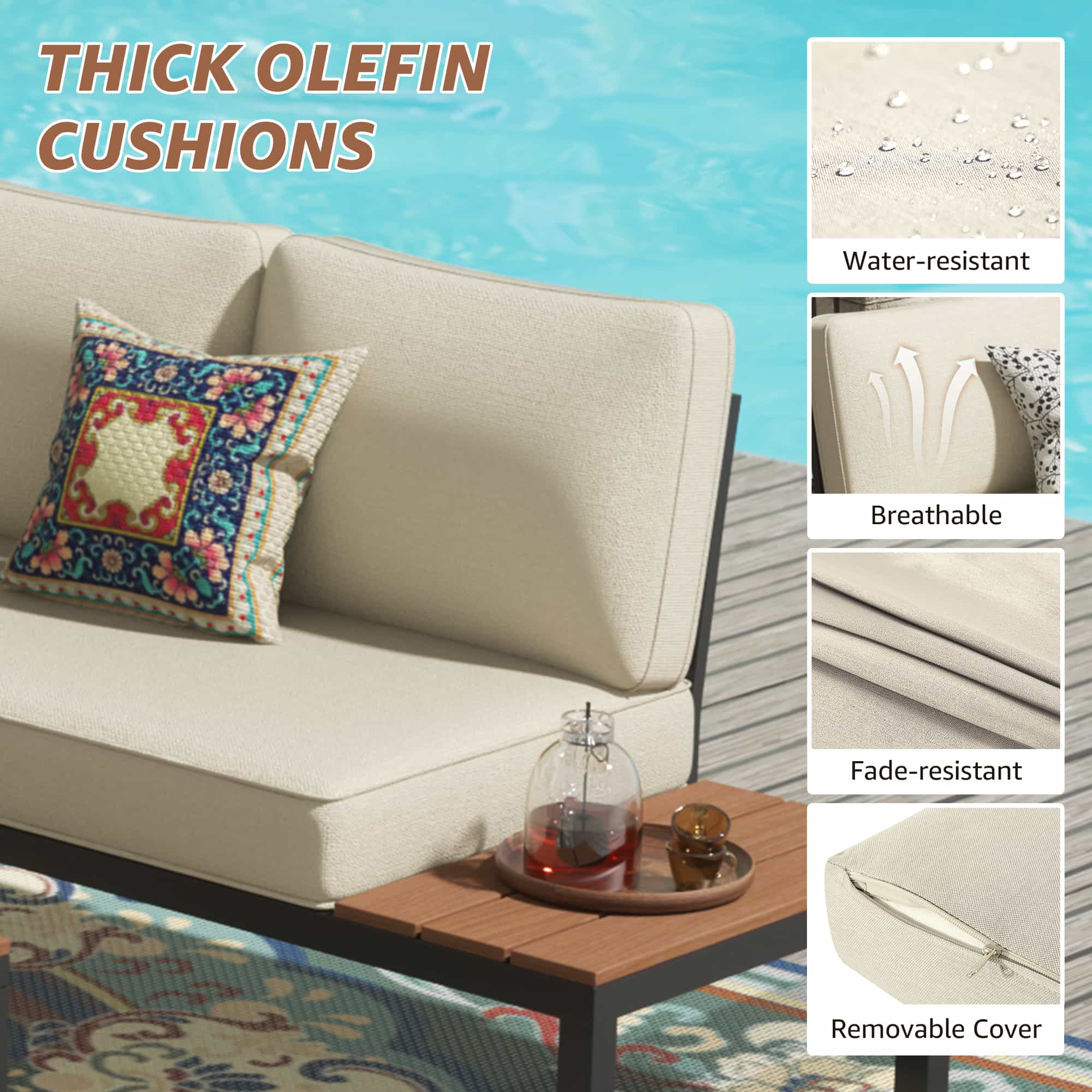 Natural Expressions 6 - Seater Armless L Shape Sectional Outdoor Sofa With Detachable Backrest - Portal Outdoors