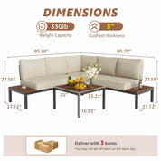 Natural Expressions 6 - Seater Armless L Shape Sectional Outdoor Sofa With Detachable Backrest - Portal Outdoors