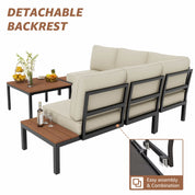 Natural Expressions 6 - Seater Armless L Shape Sectional Outdoor Sofa With Detachable Backrest - Portal Outdoors