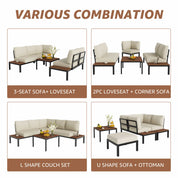 Natural Expressions 6 - Seater Armless L Shape Sectional Outdoor Sofa With Detachable Backrest - Portal Outdoors