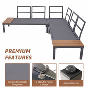 Natural Expressions 6 - Seater Armless L Shape Sectional Outdoor Sofa With Detachable Backrest - Portal Outdoors