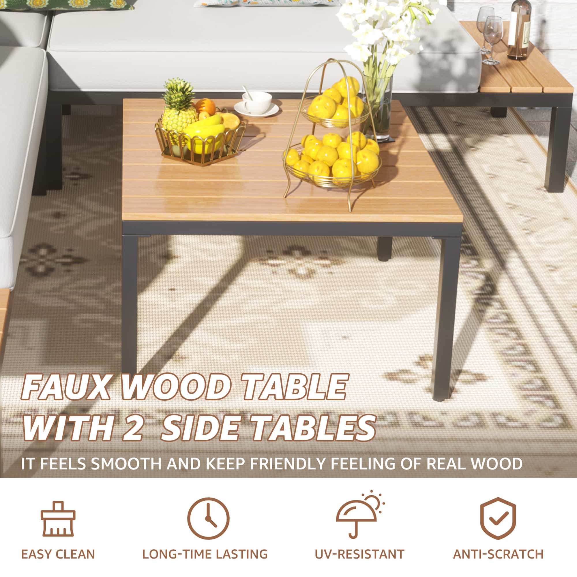 Natural Expressions 6 - Seater Armless L Shape Sectional Outdoor Sofa With Detachable Backrest - Portal Outdoors