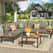 Natural Expressions 6 - Seater Armless L Shape Sectional Outdoor Sofa With Detachable Backrest - Portal Outdoors