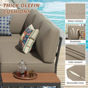 Natural Expressions 6 - Seater Armless L Shape Sectional Outdoor Sofa With Detachable Backrest - Portal Outdoors