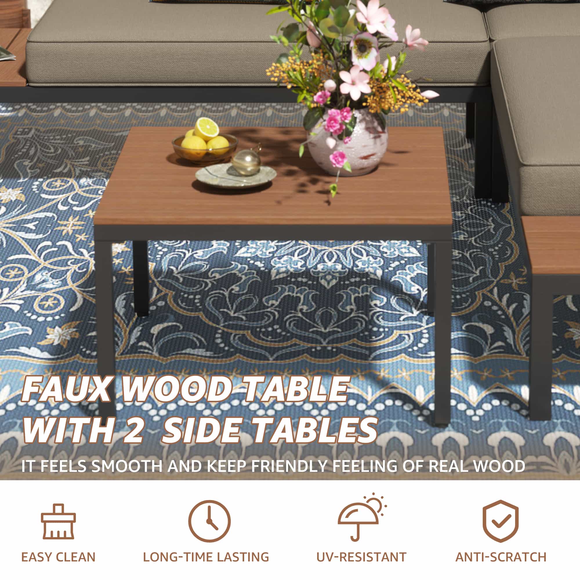 Natural Expressions 6 - Seater Armless L Shape Sectional Outdoor Sofa With Detachable Backrest - Portal Outdoors