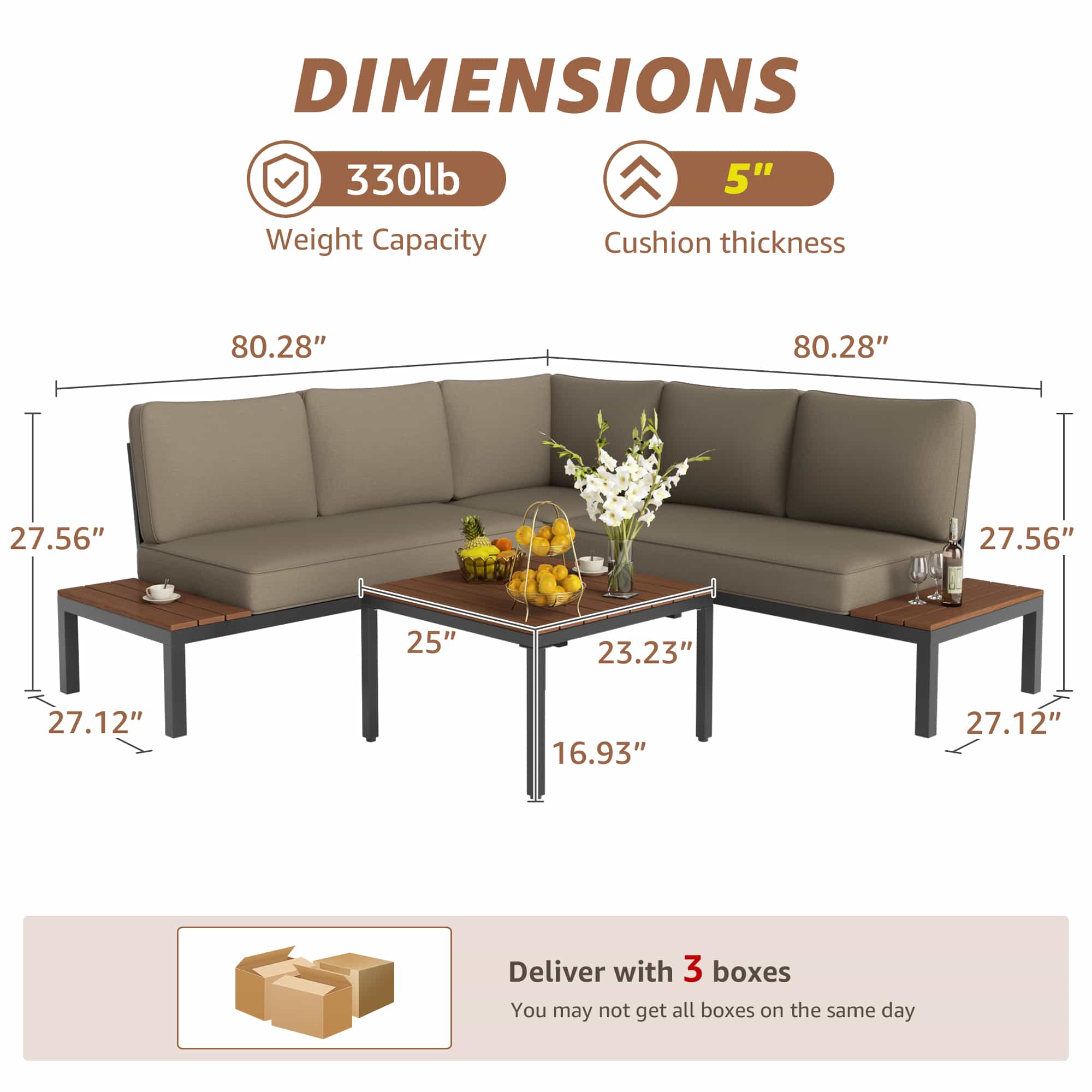 Natural Expressions 6 - Seater Armless L Shape Sectional Outdoor Sofa With Detachable Backrest - Portal Outdoors