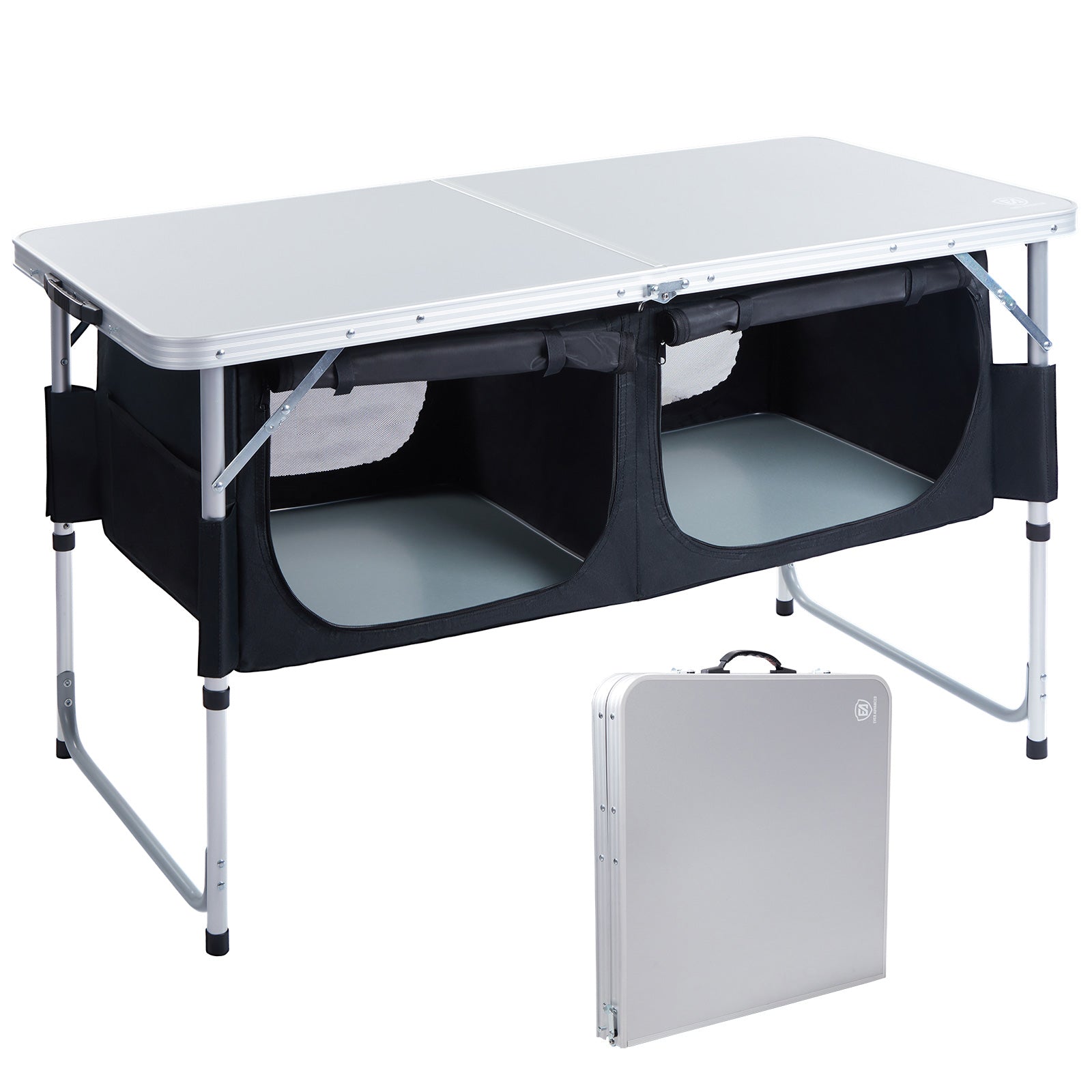 EVER ADVANCED Adjustable Camping Kitchen Table with Storage - Portal Outdoors