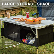 EVER ADVANCED Adjustable Camping Kitchen Table with Storage - Portal Outdoors