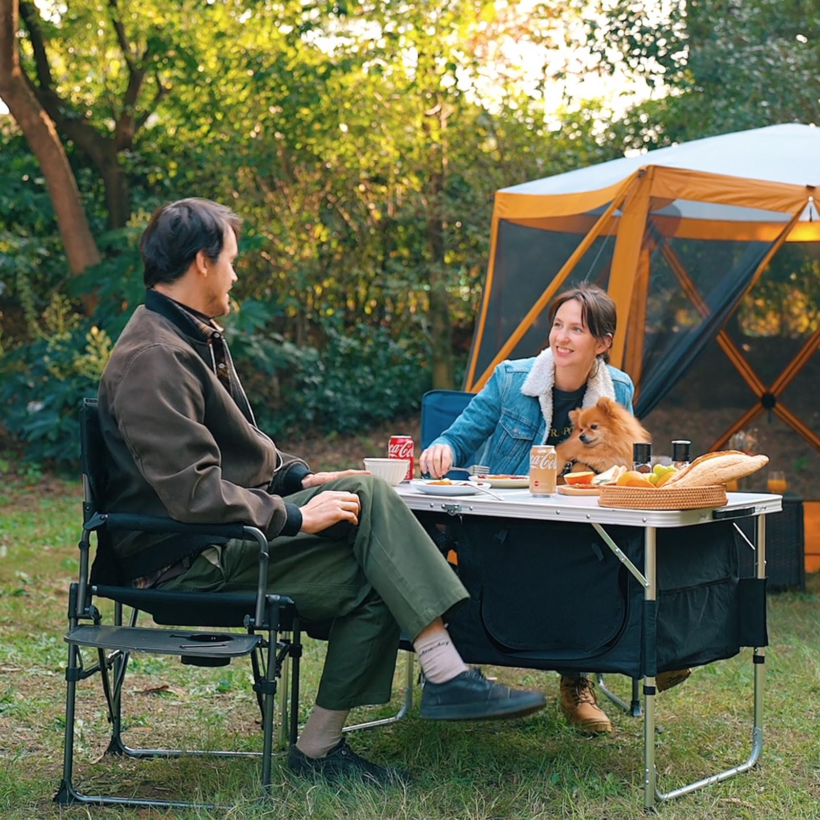EVER ADVANCED Adjustable Camping Kitchen Table with Storage - Portal Outdoors