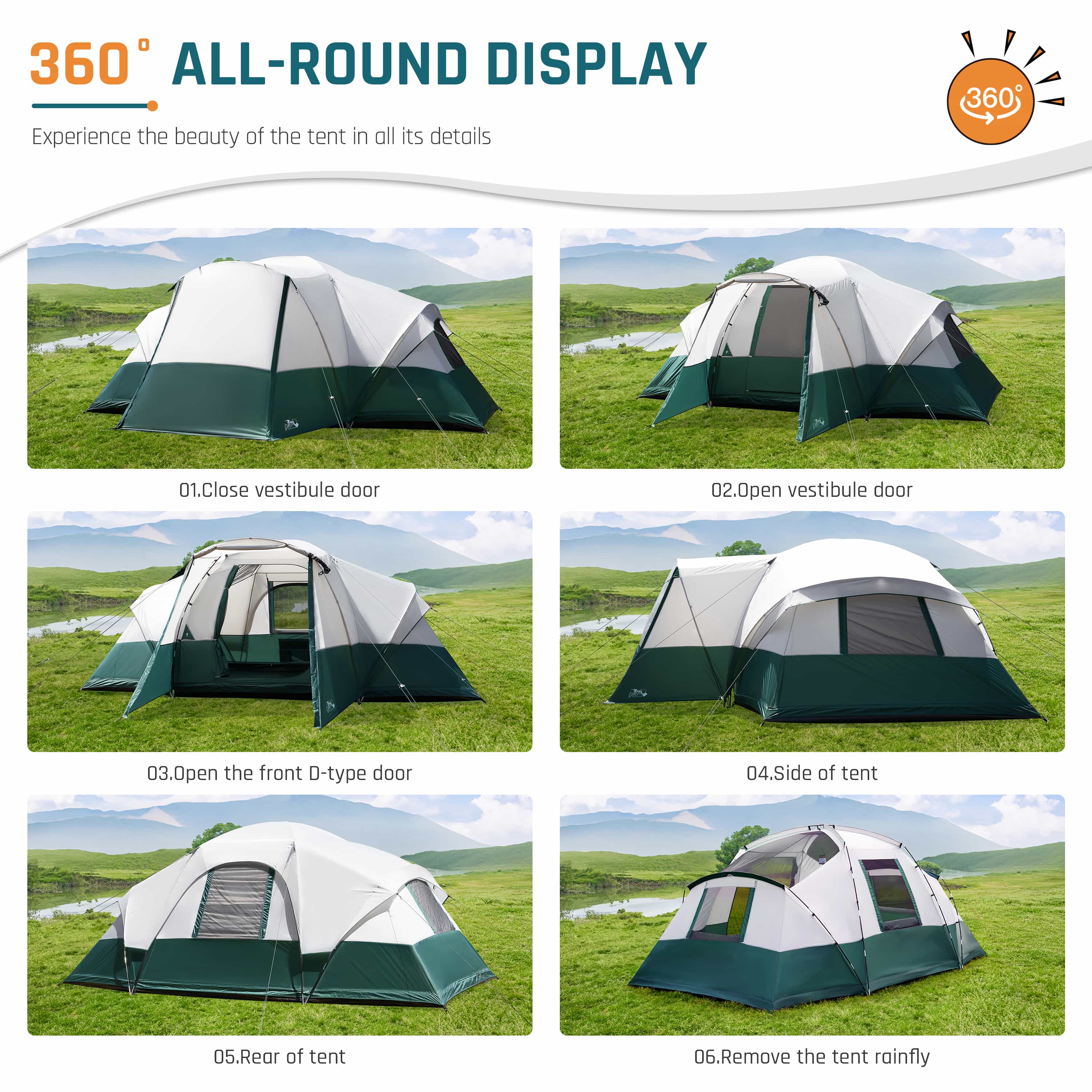 DMH Outdoors 8 Person Large Family Tent with Porch