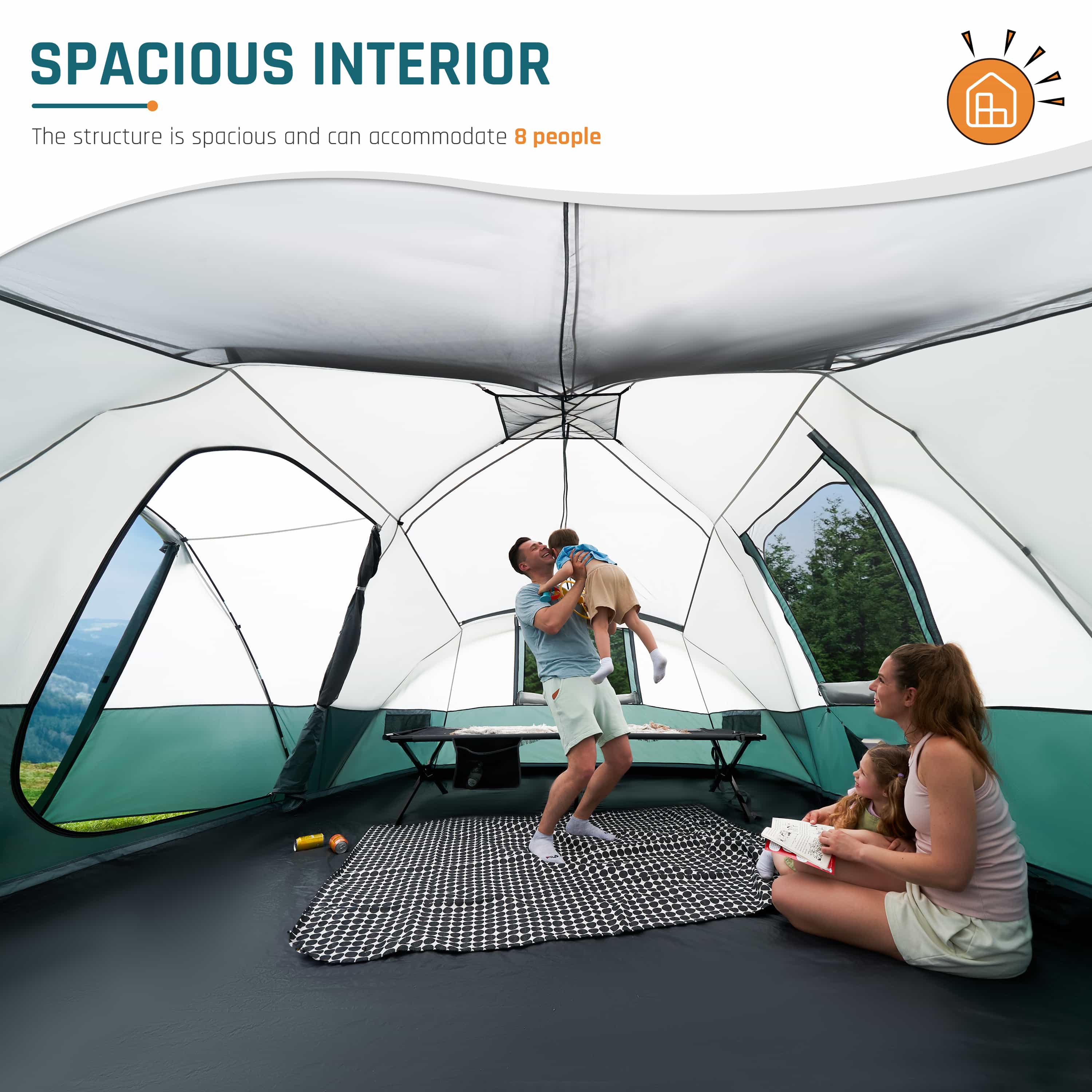 DMH Outdoors 8 Person Large Family Tent with Porch