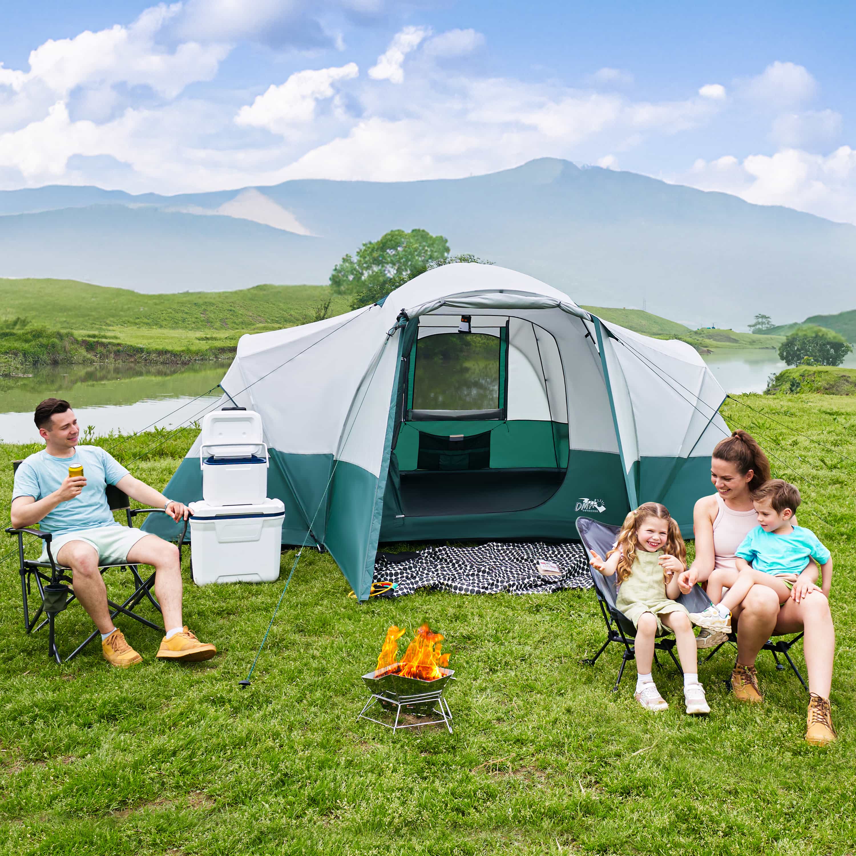 DMH Outdoors 8 Person Large Family Tent with Porch