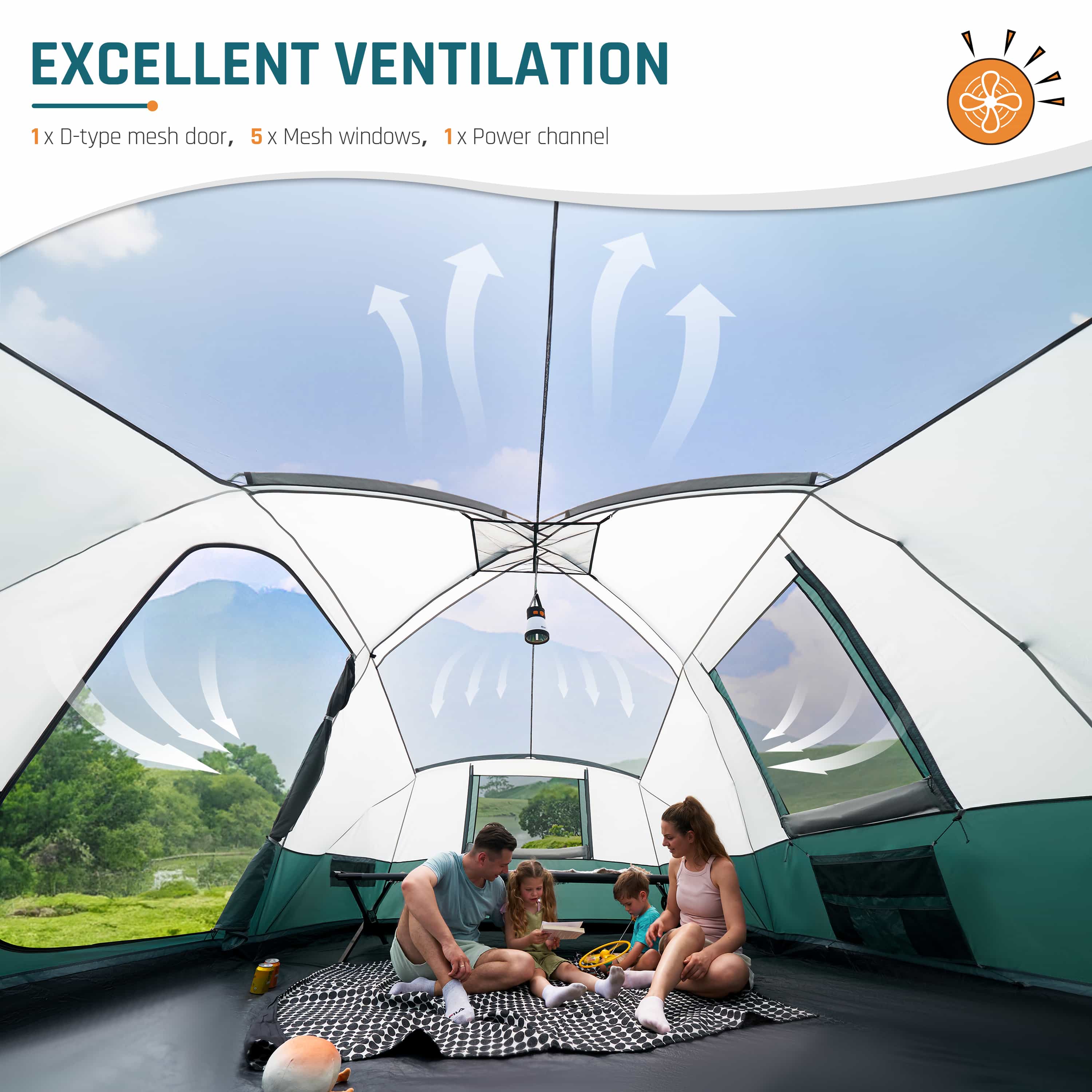 DMH Outdoors 8 Person Large Family Tent with Porch