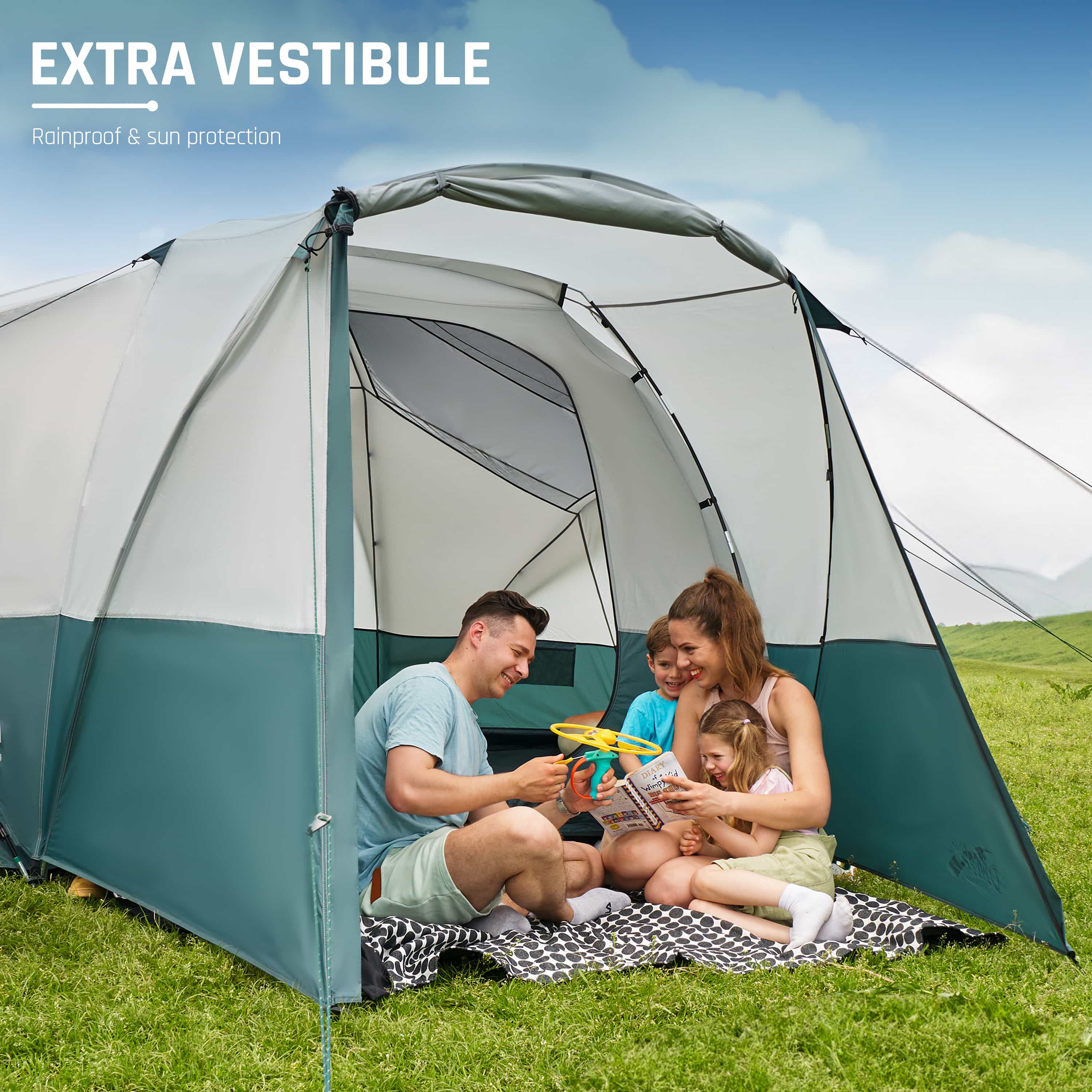 DMH Outdoors 8 Person Large Family Tent with Porch