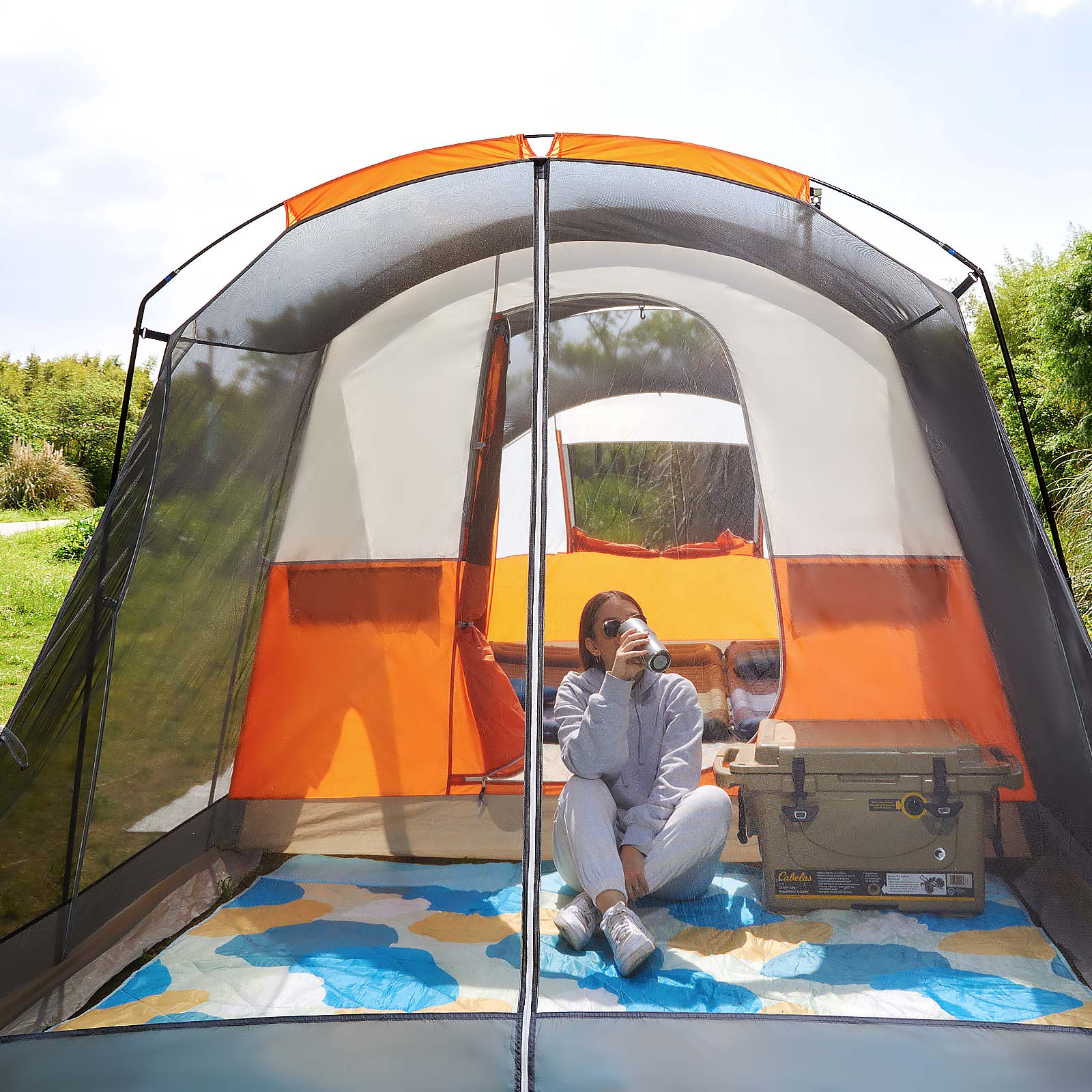 8 Person Family Camping Tent with Screen Porch