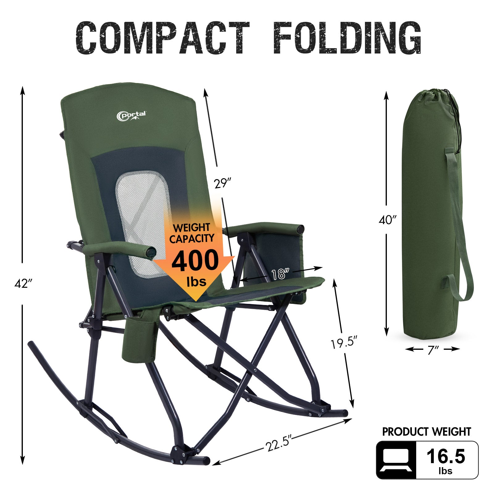 Heavy Duty Folding Camping Rocking Chair – Portal Outdoors