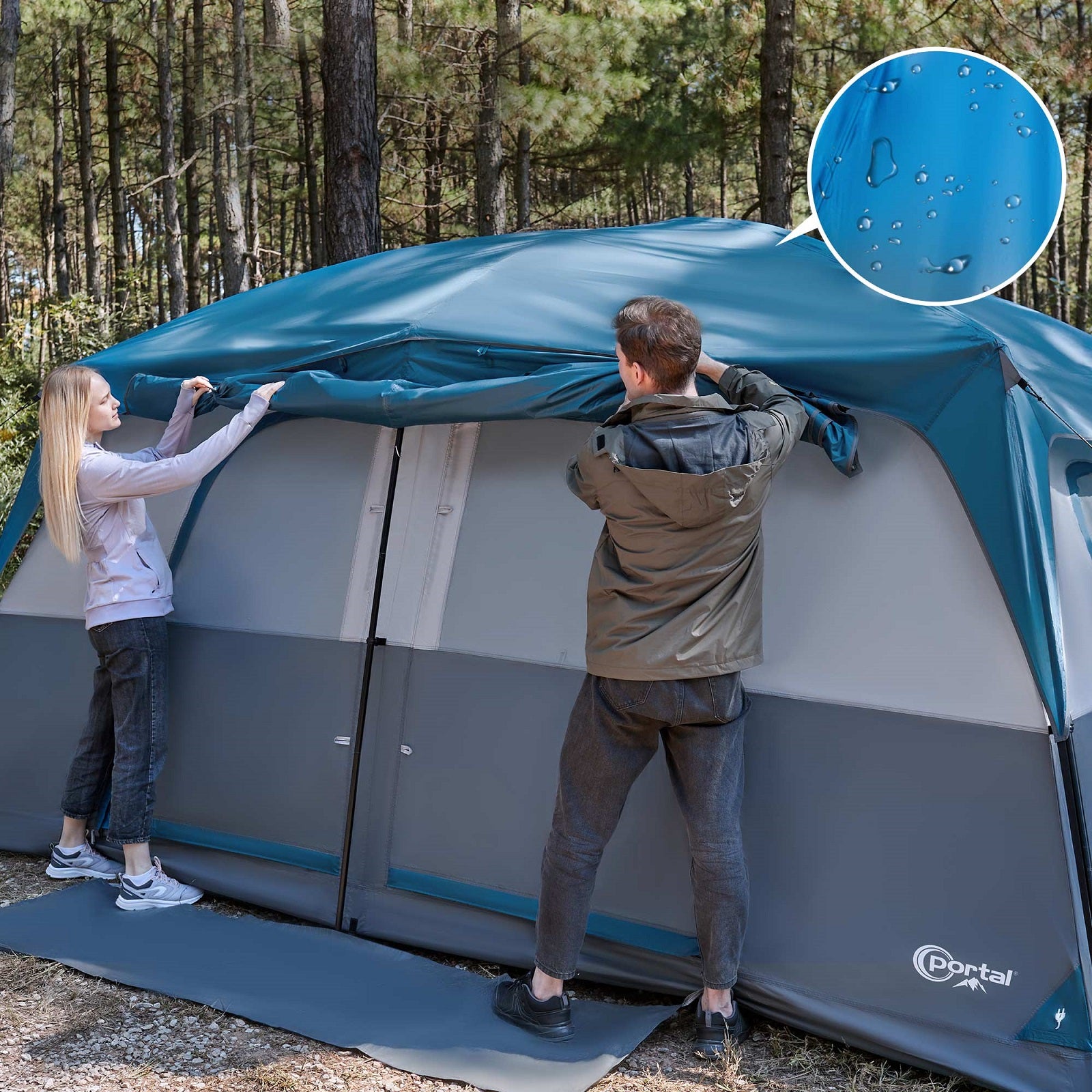 PORTAL 10 Person Family Cabin Tent With Porch